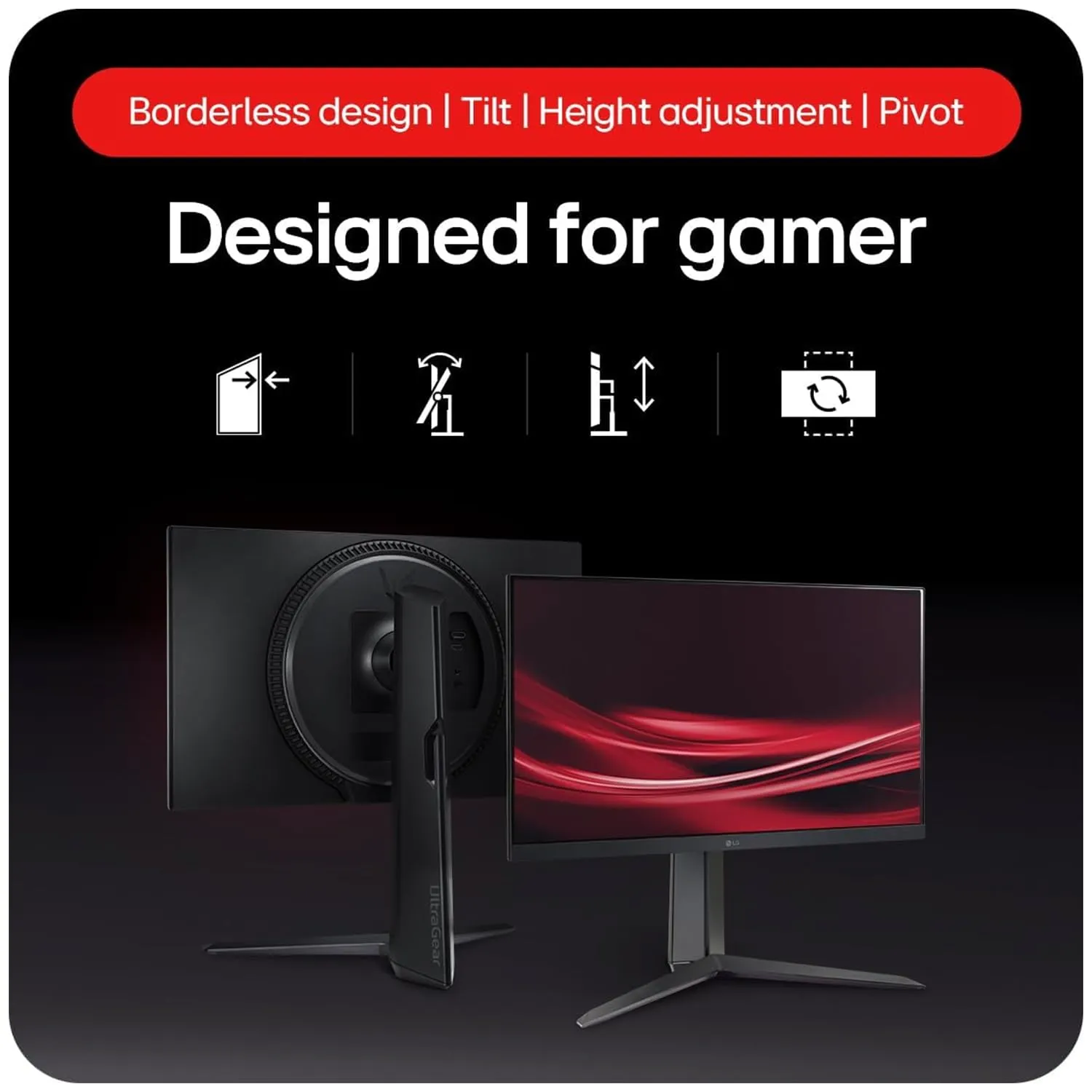 LG LED Monitor 24" Ultra Gear FHD IPS 180Hz 1ms Borderless For Gaming | HDMI | DP (24GS65F) view 7
